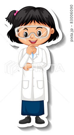 Scientist girl cartoon character sticker Scientist girl cartoon character sticker 83006090