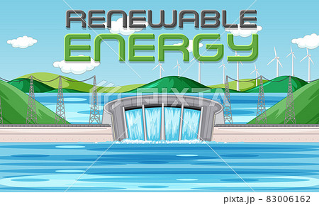 Hydro Power Plants generate electricity with renewal banner Hydro Power Plants generate electricity with renewal banner 83006162