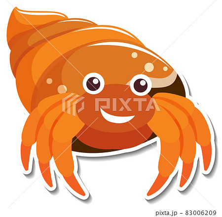 Hermit Crab Sea Animal Cartoon Stickerのイラスト素材 0069