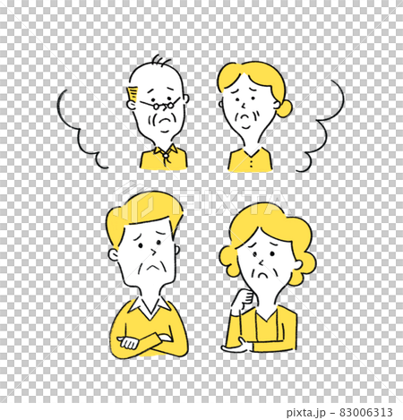 Middle-aged couple having trouble with old age Middle-aged couple having trouble with old age 83006313