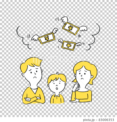 A family of three who are in trouble with money A family of three who are in trouble with money 83006353