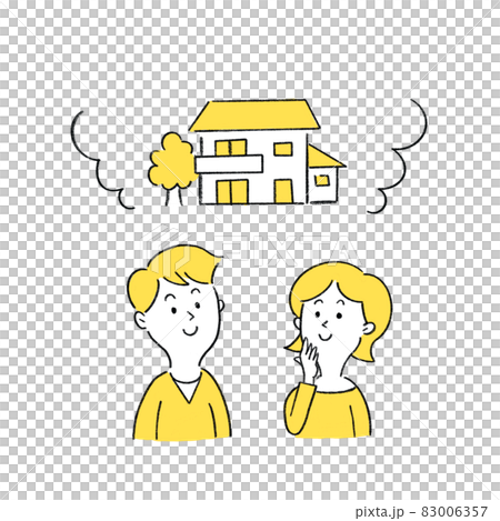 A young couple smiling about the house A young couple smiling about the house 83006357
