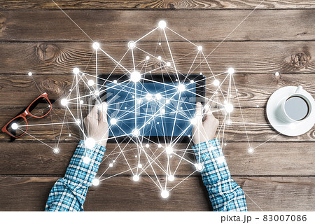 Concept of social communication and networking with social connection lines 83007086