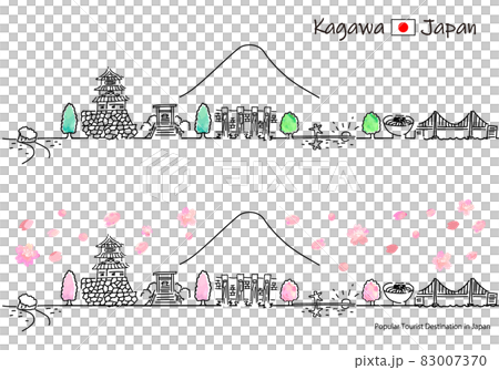 春天香川縣觀光景點的簡單線描圖 春天香川縣觀光景點的簡單線描圖 83007370