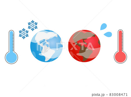 地球温暖化と地球寒冷化(異常気象)のイメージイラスト 地球温暖化と地球寒冷化(異常気象)のイメージイラスト 83008471