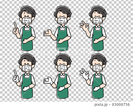 店員さん(男性)「ご案内」マスク+手袋ver. 83008756