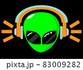male handsome green alien music lover listening music from headphone. vector illustration flat design for logo. music concept 83009282