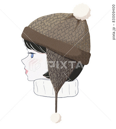 イラスト素材　毛糸の帽子をかぶった女の子 83009400