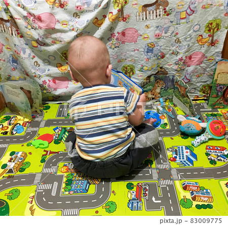 Beautiful baby boy with child face posing photographer 83009775