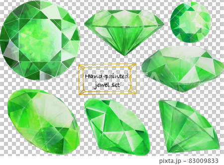 Brilliant-cut yellow-green jewel set vector material seen from various directions 83009833