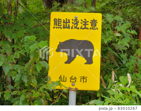 熊出没注意の看板の写真素材 [83010267] - PIXTA