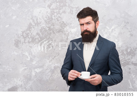 Specialty coffee. Man handsome bearded businessman Specialty coffee. Man handsome bearded businessman 83010355