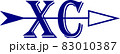 XC letters in blue with blue trim and a blue arrow 83010387