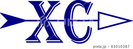 XC letters in blue with blue trim and a blue arrow 83010387