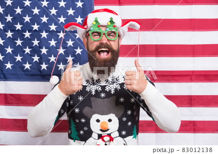 Proud of my country. Winter holidays season. American  Proud of my country. Winter holidays season. American  83012138