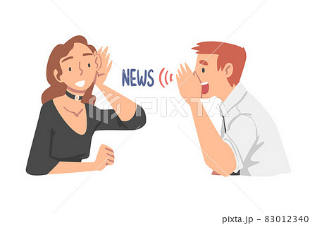 Man Character Passing News Viva Voce Using Oral Communication to Woman Listener Vector Illustration Man Character Passing News Viva Voce Using Oral Communication to Woman Listener Vector Illustration 83012340
