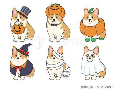 コーギーのハロウィンコスプレセットのイラスト素材 [83012691] - PIXTA