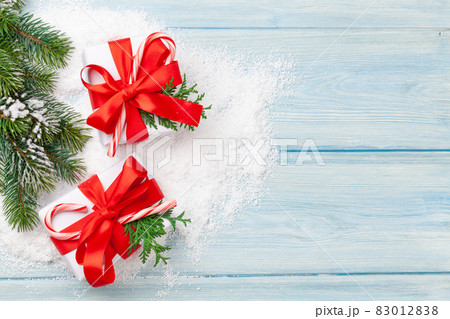 Christmas gift boxes with craft decor 83012838