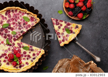 Homemade berry cheesecake. Sweet raspberry tart Homemade berry cheesecake. Sweet raspberry tart 83012903