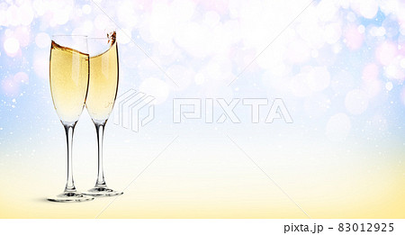 Christmas or Happy Birthday greeting card with champagne glasses Christmas or Happy Birthday greeting card with champagne glasses 83012925