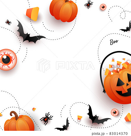 Halloween orange party border. Jack o lantern. Vector illustration Halloween orange party border. Jack o lantern. Vector illustration 83014370