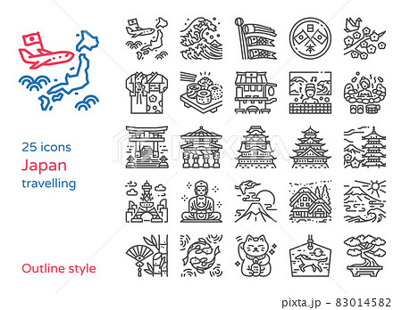 Japan travel icon vector illustration set 83014582