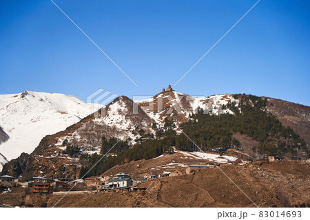 Gergeti Orthodox Church of the Holy Trinity in the mountains of Georgia. An authentic spiritual place 83014693