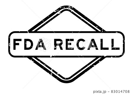 Grunge black FDA recall word rubber square seal stamp on white background 83014708