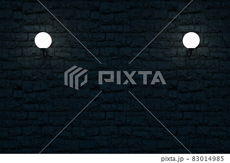3D models of white round wall lamps. Round wall-mounted illuminated lamps on a dark stone wall. Lamps on the wall, isolated dark background. 3D graphics. Interior design 3D models of white round wall lamps. Round wall-mounted illuminated lamps on a dark stone wall. Lamps on the wall, isolated dark background. 3D graphics. Interior design 83014985