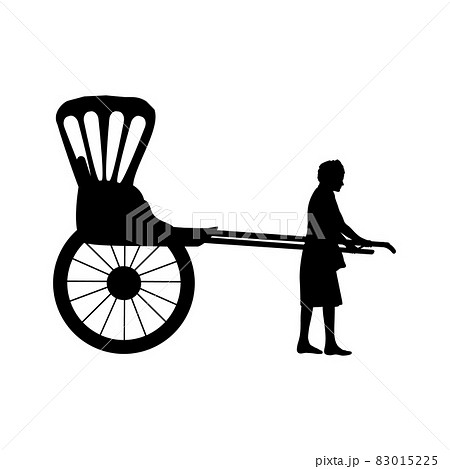 Silhouette Rickshaw with passenger cart. Hand pulled rickshaw 83015225