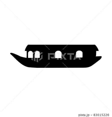 Silhouette traditional houseboat. Water transport. 83015226