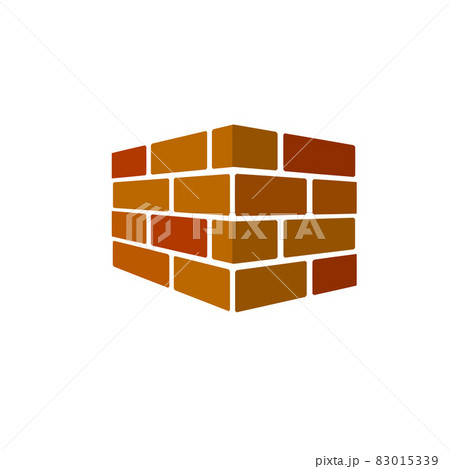 Set of red brick fence in isometric view. Material for renovation of house 83015339
