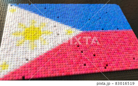 Plastic toy blocks compose flag of the Philippines, conceptual 3d rendering 83016519