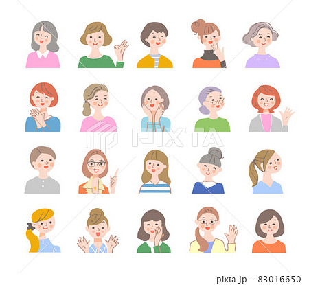 さまざまな笑顔の女性 83016650