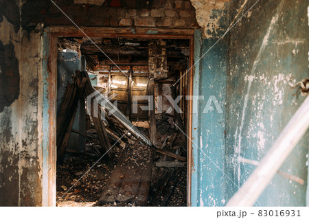 Abandoned Ruined Village House In Chernobyl Resettlement Zone. Belarus. Chornobyl Catastrophe Disasters. Dilapidated House In Belarusian Village. Whole Villages Must Be Disposed. Radioactivity Zone Abandoned Ruined Village House In Chernobyl Resettlement Zone. Belarus. Chornobyl Catastrophe Disasters. Dilapidated House In Belarusian Village. Whole Villages Must Be Disposed. Radioactivity Zone 83016931