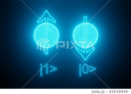Spin - quantum physics and computing concept illustration, 3D rendering 83016948
