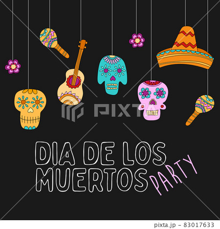 Day of the dead, Dia de los muertos, banner with colorful Mexican elements Day of the dead, Dia de los muertos, banner with colorful Mexican elements 83017633