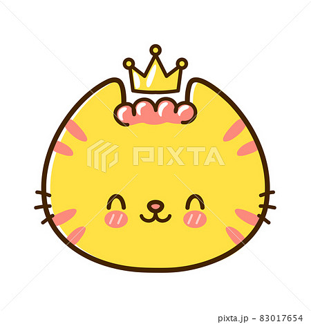 Cute funny little king baby cat face with crown. Vector hand drawn cartoon kawaii character illustration logo icon. Isolated on white background. Pet, kitty, cat icon concept 83017654