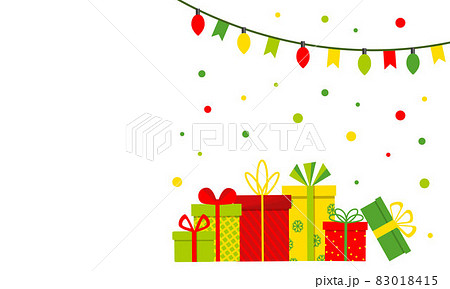 Congratulatory poster with different gift boxes  83018415