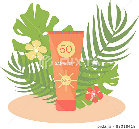 Sunscreen, sun protection on the beach, flat 83018418