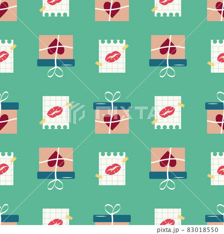 Cute pattern with gift box and love note for valentine day. Festive print for wedding, anniversary and design. Cute pattern with gift box and love note for valentine day. Festive print for wedding, anniversary and design. 83018550