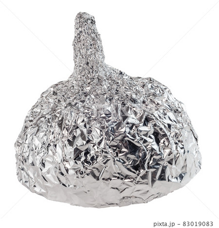 Aluminium foil hat isolated on white background, symbol for conspiracy theory and mind control protection. 83019083