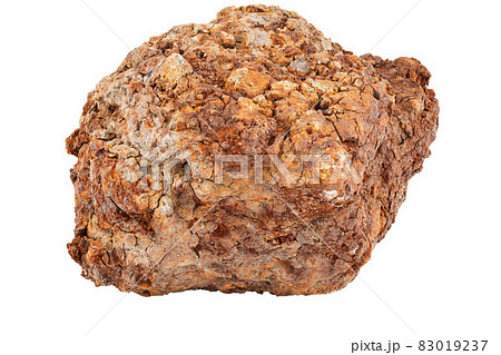 large piece of metallurgical ferrous iron stone ore isolated on whie background large piece of metallurgical ferrous iron stone ore isolated on whie background 83019237