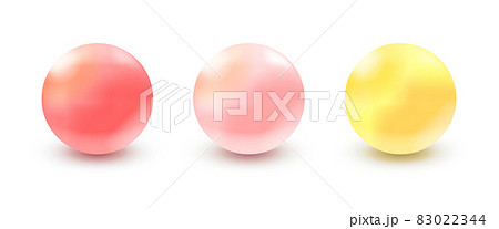 3色の液体・ガラス質感のパールボールのリアルイラスト 83022344