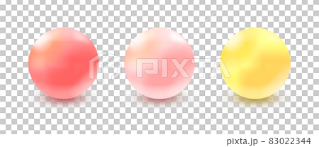Real illustration of pearl balls with 3 colors of liquid and glass texture Real illustration of pearl balls with 3 colors of liquid and glass texture 83022344