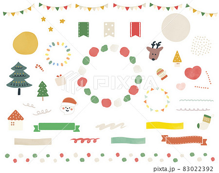 水彩風のクリスマス見出しセット 83022392