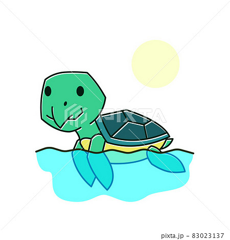 Funny Turtle Tortoise Swimming Sea Exotic Reptile Cartoon 83023137