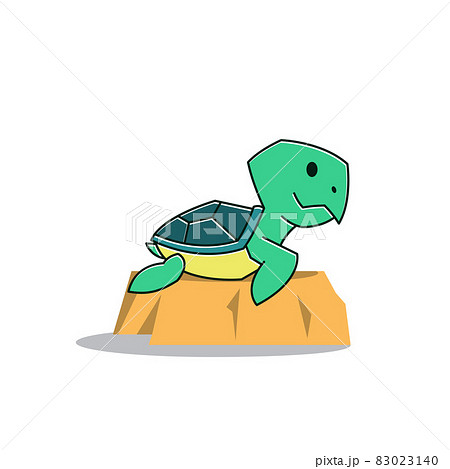 Funny Turtle Tortoise On Rock Exotic Reptile のイラスト素材