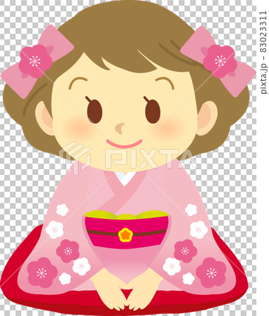 插圖素材:一個沒有主線的和服可愛的人,一個微笑著的和服女孩 插圖素材:一個沒有主線的和服可愛的人,一個微笑著的和服女孩 83023311