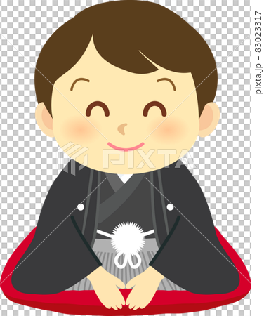 イラスト素材: 着物を着たかわいい人物 主線なし ニッコリ目の笑顔の紋付き袴姿の男の子 イラスト素材: 着物を着たかわいい人物 主線なし ニッコリ目の笑顔の紋付き袴姿の男の子 83023317
